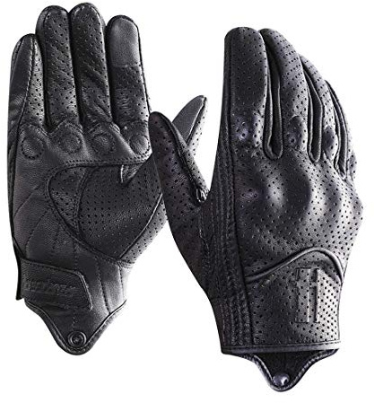 Harssidanzar Guantes Moto Piel Cabra Dedo Completo Táctiles Hombre GM028EU