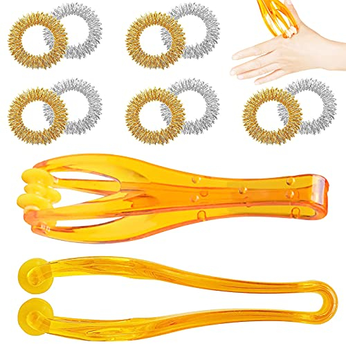GZjiyu 10 Stück Fingermassagering und 2 Stück Massageringe Roller für Fördern Hand Joint Blutzirkulation Stoffwechsel Anti Ermüdung Stress Pflege