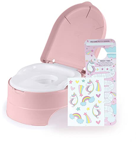 Summer My Fun Potty Rewards (Pink) - 3-Stage Potty Training Toilet – Includes Colorful Stickers and Training Chart, Removable Training Seat, Non-Slip Rubber Feet, and Ability to Convert into Stepstool