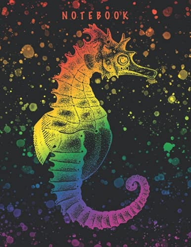NOTEBOOK: Colorful Rainbow Seahorse Notebook | Journal Large Lined 130 Pages