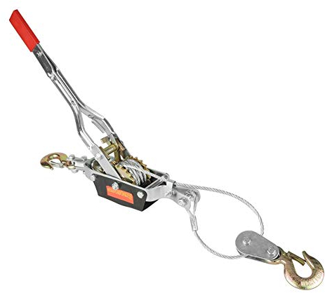 Hand Ratchet Winch 4T Pull Heavy Duty Dual Gear Double Hook Steel Wire Galvanized Iron Hand Winch Puller Hoist for Wire Rope