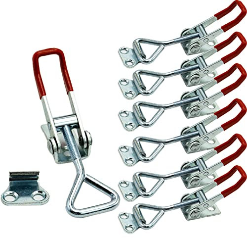 6 Pack Adjustable Toggle Clamp, 360lbs Holding Capacity Heavy Duty Toggle Catch Latch Hasp Clip Clamp for Door, Cabinet Box Case Trunk, Smoker Lid, Quick Release Pull Latch Tools