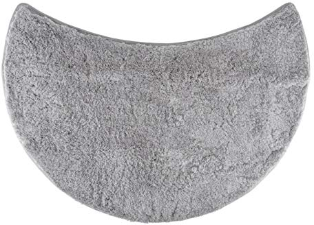 fluffy® Badteppich für Rundduschen aus Mikrofaser mit Rutschfester Unterseite (Sichel | Duschradius 55 cm, Grau)