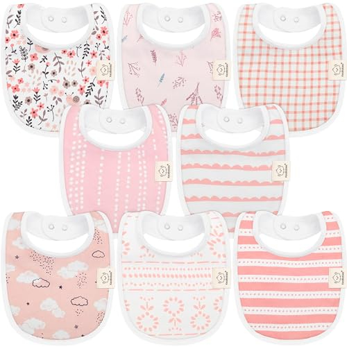 KeaBabies Baby Lätzchen für Jungen & Mädchen - 8er-Pack Bio Baumwolle Lätzchen zum Zahnen - Lätzchen Baby Mädchen & Junge - Lätzchen groß für Säugling, Kleinkind (Sweet Charm)