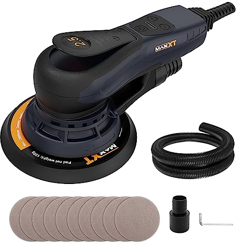 MAXXT 2.5mm Random Orbital Sander Brushless 230V Multi-Function Variable Speed Electric Corded Orbital Sanders Machine with 10 Sanding Paper for Woodworking, Polishing