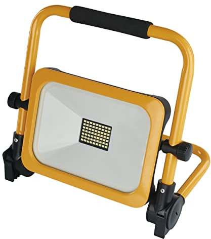 EMOS LED Akku-Strahler 30 W, wasserdichter tragbarer Baustrahler mit Standfuß und Handgriff, 3 Lichtmodi mit Helligkeit max. 3000 lm, 6500 K, aufladbar 10000 mAh, Schutzklasse IP54