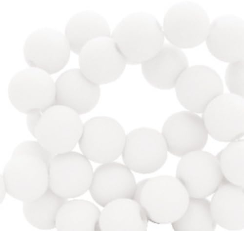 Sadingo Acrylperlen Weiß Matt | 6 mm - 600 Stück, Perlen zum auffädeln, Matte Kunststoffperlen für Armbänder, hochwertiges Perlen-Set, DIY-Armbänder, DIY-Schmuck, Armband selber Machen