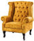 Riess Ambiente Design Ohrensessel Chesterfield 85cm senfgelb Samt Knopfheftung Sessel Polstersessel