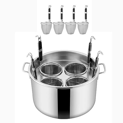 RSBFER Set cuocipasta in Acciaio Inossidabile/Set di Inserti per cuoci Pasta in Acciaio Inossidabile Commerciale con divisore e colino per Pasta, tagliatelle, Verdure,D,4 Holes