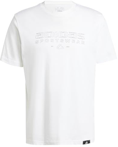 Adidas Herren TECH LINEAR Graphic Tee, White, XXL