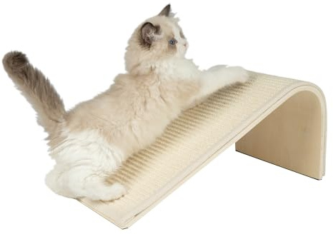 Best Pet Supplies Catify Cat Scratcher, Fun Interactive Scratchers, Posts, Poles, Claw Safe, Furniture Saver Indoor Play Support Natural Cat Behaviors Heavy Duty - Ramp (Cream), 15 x 9
