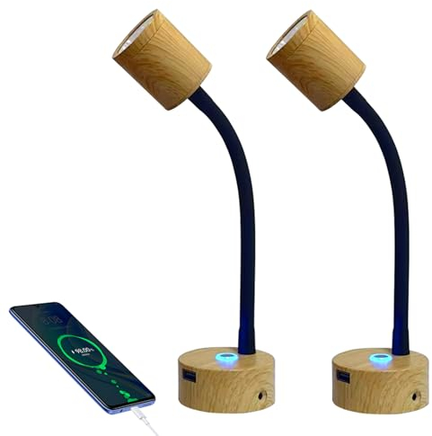 TWSOUL Lot de 2 lampes de lecture à fermeture éclair à intensité variable avec port de charge USB, lampe de lecture LED 12 V, spot LED 3 W, interrupteur tactile, rotation à 360° pour camping-car,