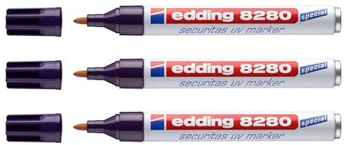 EDDING 3 Stück Securitas Marker UV 8280 farblos (sichtbar im Licht) 1,5-3 mm