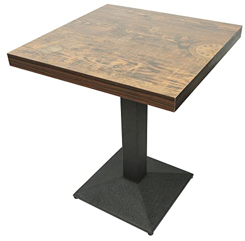 OHMG Bartisch, 60 x 60 x 75 cm, industrieller Retro-Esstisch, Bistrotisch, quadratisch, Bistrotische aus Metall und Holz, industrieller Stil (2)