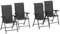 Outsunny Set of 4 Outdoor Wicker Folding Chairs, Patio PE Rattan Dining Armrests Chair set with 7 Levels Adjustable Backrest, for Outdoors, Camping, Grey