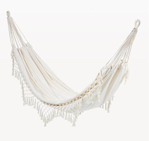 ZOLTA Hängematte 200x100cm - Indoor- und Outdoor - Hängeschaukel - Gartenzubehör - Camping Zubehör - Hängender Schaukelstuhl - Häng Hängematte - Hammock für Kinder und Erwachsene - Beige
