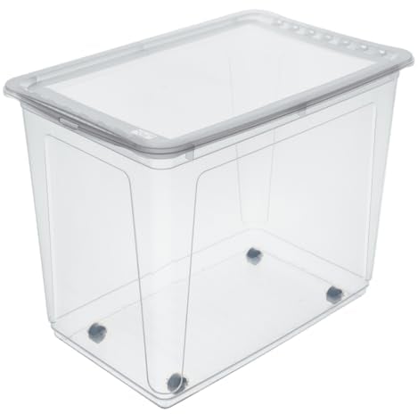 keeeper Aufbewahrungsbox mit Rollen und Air Control System, 63 l, 59 x 39 x 42 cm, Bert, Natur (Transparent)