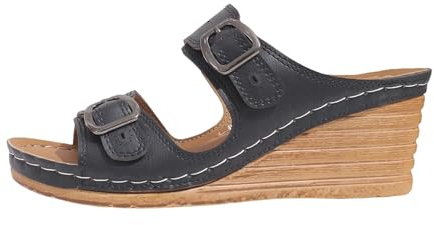 Mikrowellen-Hausschuhe für Damen, Strand-Hausschuhe mit abgeschrägtem Absatz, hohl, lässige Hausschuhe, schräge Unterseite, Retro-Sandalen, Damen-Slipper, Größe 39, Schwarz , 39.5 EU