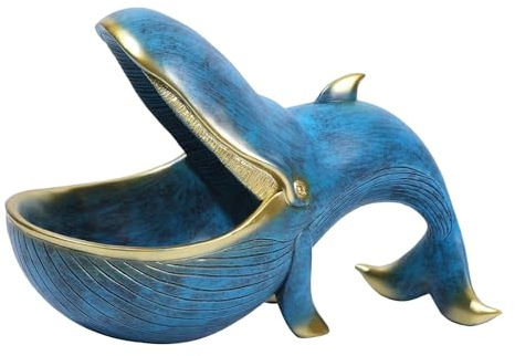 Quaeetyu Wal-Skulptur, Wal-Ornament, Wal-Schüssel, dekorativer Schlüssel-Organizer, rustikale Snack-Schüssel, Schalen in Meerestier-Form, perfekte und passende Tischdekoration für Zuhause