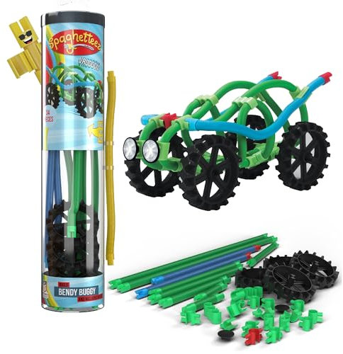 spaghetteez Bendy Buggy–Stretchable and Connectable Vehicle Building Set–Innovative and Engaging Toy for Kids–Encourages STEM Skills, Imaginative Play, and Hand-Eye Coordination-Ideal for Age 5+