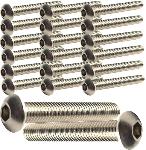M5 x 60mm Button Head Socket Machine Screws, Fully Threaded, A2 Stainless Steel – Pack of 20