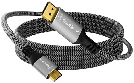 4K DisplayPort to Mini HDMI Cable 10FT, Uni-Directional DP to Mini HDMI Cable. Supports 4K@60Hz, 2K@120Hz, Video UHD, Nylon Braided, for Desktop, AMD, NVIDIA, KYY, ARZOPA, VILVA, MNN, Portable Monitor