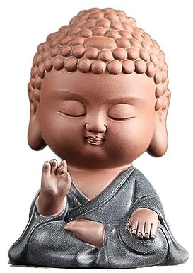 QJFORU Teeservice, Zen-Keramik-Ornamente, Haustier, handgefertigt, Violette Sandskulptur, Zen-Haustier, chinesische Teestube, Teeservice, Dekoration, Keramik, Kleiner Mönch, Teeservice, Zubehör