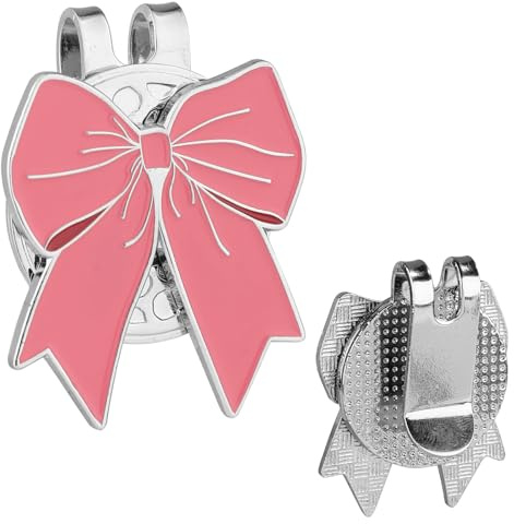 Gosknor Golfball Marker Clip, Pink Schleifenform Golf Hut Clip Stark Magnetisch Golfballmarker Zubehör für Männer Frauen Golfer Geschenke