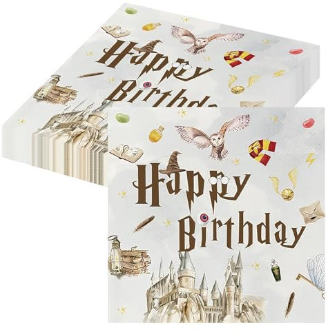 20 Stück Servietten Geburtstag Kinder, Servietten Geburtstag Deko, 33x33cm Happy Birthday Servietten Magische Zauberer, Servietten Kindergeburtstag Wizard Party Geburtstagsservietten
