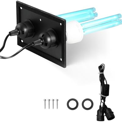 VEVOR Purificador de Aire HVAC para Toda la Casa, 50 W, Luz Ultravioleta UVC para Conducto de Aire Acondicionado, con 2 Bombillas de Repuesto, para Sistemas de Aire Acondicionado, 180 x 110 x 250 mm