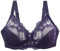 Daily+Deals,Bras for Women Floral Lace Full Coverage Plus Size Wire Free for Large Busts Pull On Comfort Breathable Soft Cup Bra with Adjustable Straps for Everyday Dark Blue