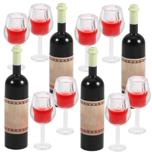 WEKAMOS 4ensembles Mini Bouteilles De Vin Miniatures avec Gobelets pour Décoration Et Photographie Accessoires De Maison Et Dioramas