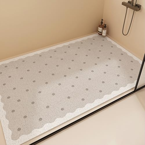 Tappetino Doccia Antiscivolo 50x70cm,Tappeto Bagno in Luffa,Tappeto Doccia Senza Ventose,Tappetino Vasca con Fori di Drenaggio,grigio