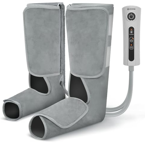 COMFIER Masajeador de Piernas con Función de Compresión y Calor, Masajeador de Pies y Pantorrillas con 3 Niveles de Intensidad y Botas de Masaje Ajustables, Regalo Mujer Hombre