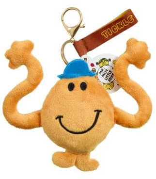 Rainbow Designs Mr Tickle Keyring - Soft Orange Plush Character Keychain with Gold Clip - Charming Mr Men Collection Bag Charm Accessory for Bags, Keys & Pushchairs | Long-arm character design, gold clip, soft plush finish, collectible accessory