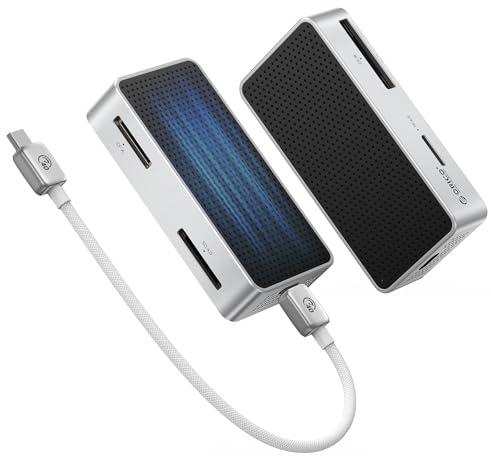 ORICO 40Gbps CFexpress Kartenleser, CFexpress Type A,Type B und SD/TF UHS-II Speicherkartenleser mit Quad Steckplätzen, Hochleistungs USB4 Kartenleser Kompatibel mit Thunderbolt 3/4/5