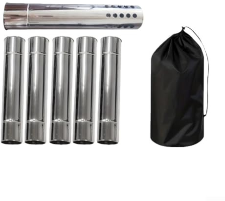 Jotekonoby Kaminrohr-Set für Holzofen, für Campingzelt, Edelstahl-Rauchrohre mit Funkenschutz, 6 cm Durchmesser, für tragbare Öfen