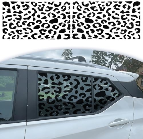 JSCARLIFE 2Pcs Car Window Stickers,Waterproof PVC Decals Side Window Sticker Leopard Pattern Stickers for Car SUV Trucks,Easy to Apply & Remove (Black, 74 * 43CM)