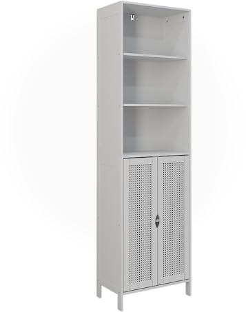 Vicco Hochschrank Liora, Weiß, 48 x 170 cm | mit 2 Türen, zur Aufbewahrung von Badutensilien und Handtüchern