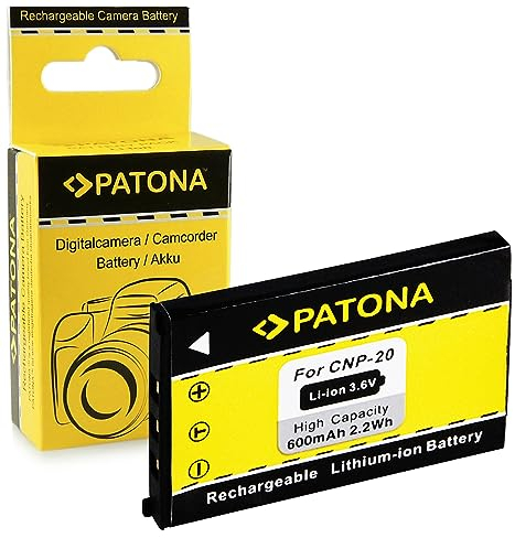 PATONA Akku NP-20 Ersatz für Casio NP20 Batterie Kompatibel mit Casio Exilim EX-S1 EX-S3 EX-S20 EX-S100 EX-S500 EX-S600 EX-S880 EX-Z4 EX-Z8 EX-Z70 EX-Z77