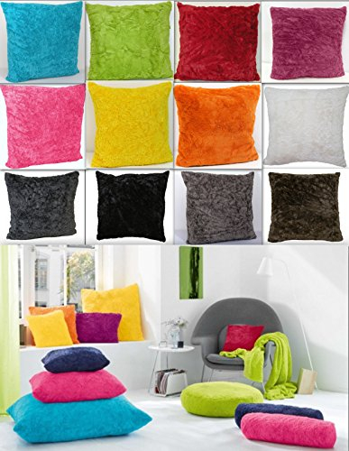 MB Warenhandel24 Kissenhülle Kissenbezug Kissen Zottel Plüsch Teddy Fell mit RV 40x40 o. 50x50 cm (Grau, ca. 40x40 cm)
