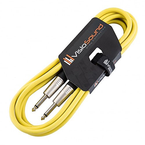 VisioSound Guitar Lead 6.35mm Mono Jack to Jack/Instrument Cable/Patch Lead / 6 Colours 3m Yellow
