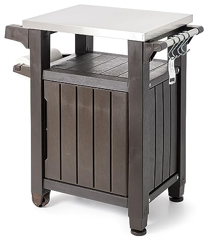 Keter Dessus en Acier pour terrasse, Cuisine, îlot ou Chariot de Bar, résine, Marron Expresso, unité