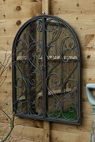 Großer Scroll Outdoor Garten Wand Spiegel mit Türen 60 cm x 48 cm