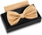 Massi Morino Fliege Beige mit Einstecktuch für Herren Set - Anzug Herrenfliege zur Hochzeit - Verstellbare Schleife in Champagner-Farbe