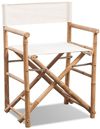 Festnight Klappbarer Regiestuhl Klappstuhl aus Bambus und Canvas Gartenstuhl Stuhl 58 x 48 x 89 cm