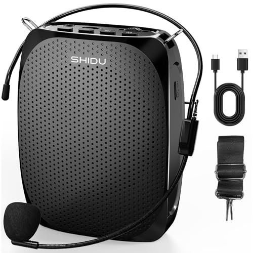 SHIDU Mini amplificatore vocale portatile per insegnanti, amplificatore vocale con microfono cablato, altoparlante portatile per meagaphone, microfono per insegnanti, aula