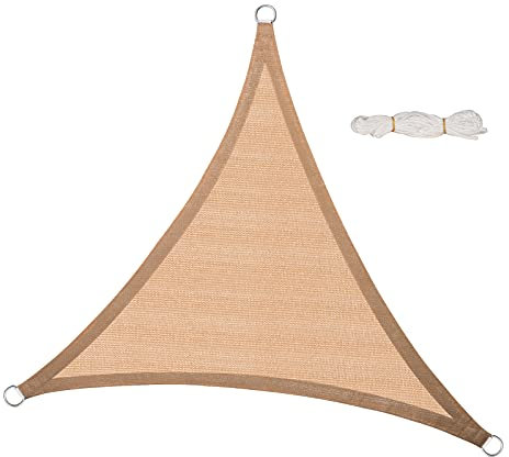 Laneetal Sonnensegel Wasserdicht Dreieck Quadratisch 95% UV Schutz Segeltuch 180 g/m² Polyester Sonnenschutz Schattenspender für Balkon Terrasse Garten, mit Befestigungsseilen,2,5x2,5x3,5m Sand