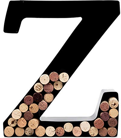 Wine Cork Holder - Metal Monogram Letter (Z), Black, Large | Wine Lover Gifts, Housewarming, Engagement & Bridal Shower Gifts | Personalized Wall Art | Home Décor