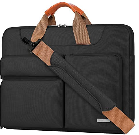 Lacdo 360° Protective Laptop Shoulder Bag Messenger Sleeve Case for 16 inch New MacBook Pro M3 Pro Max/M2 M1 Pro/Max A2991 A2780 A2485 A2141 2023-2019, 15 inch Microsoft Surface Laptop 5 4 3 2, Black